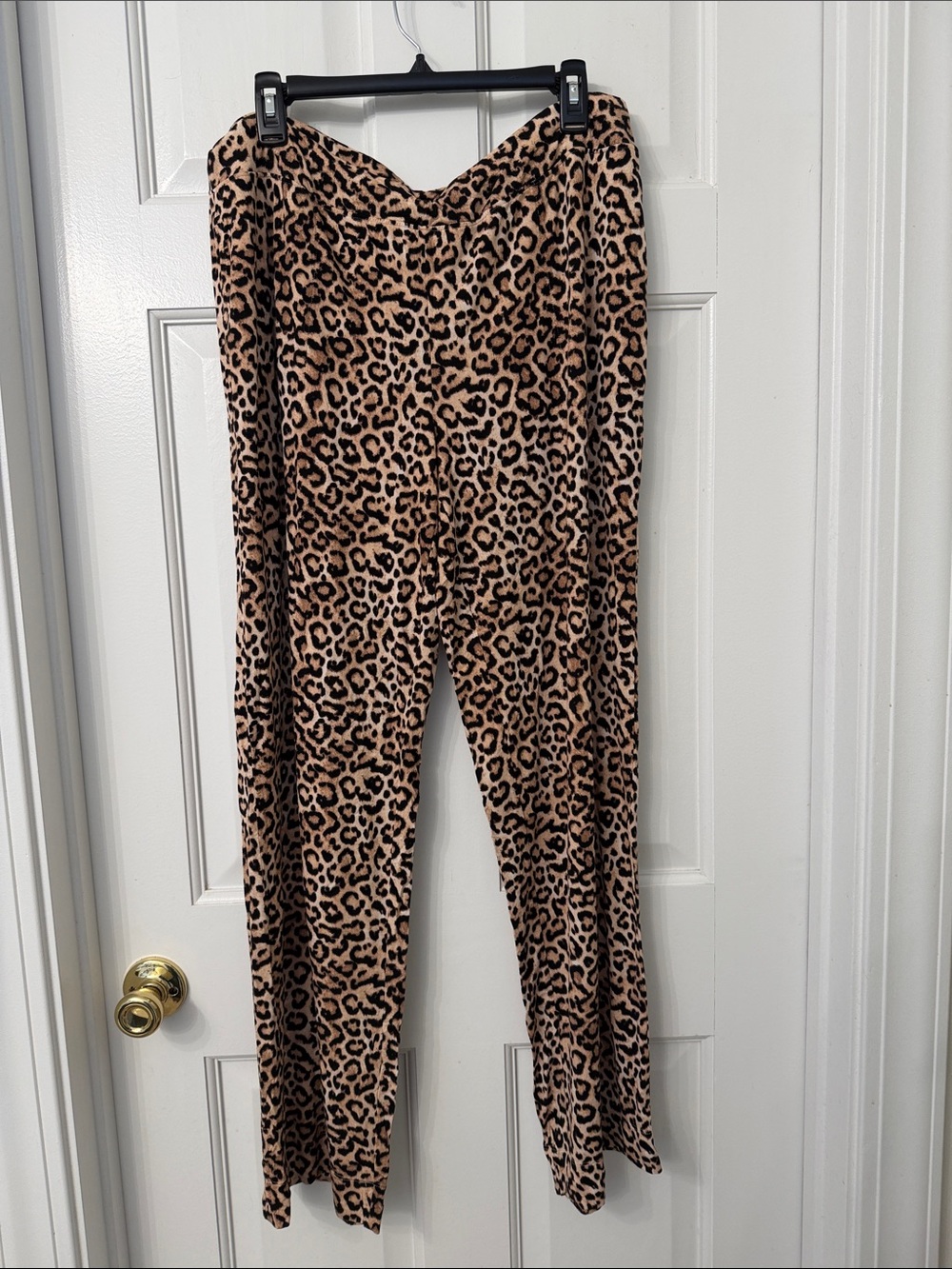 Soma Leopard-Print Wide-Leg Pajama Pants in Tan and Black
